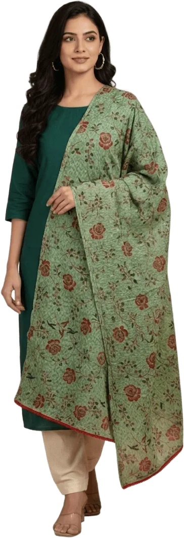 Model in a Block Print dupatta