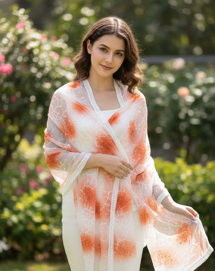 Maroon Bandhani dupatta