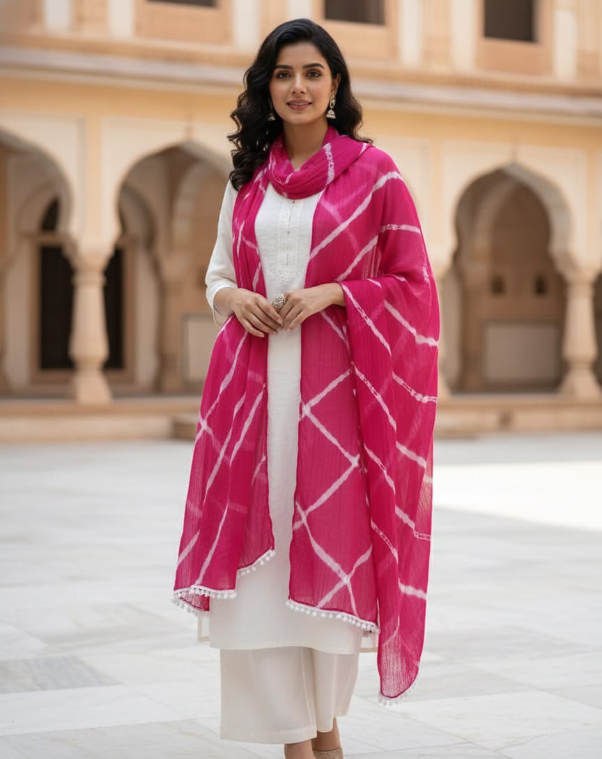 Rani pink leheriya dupatta