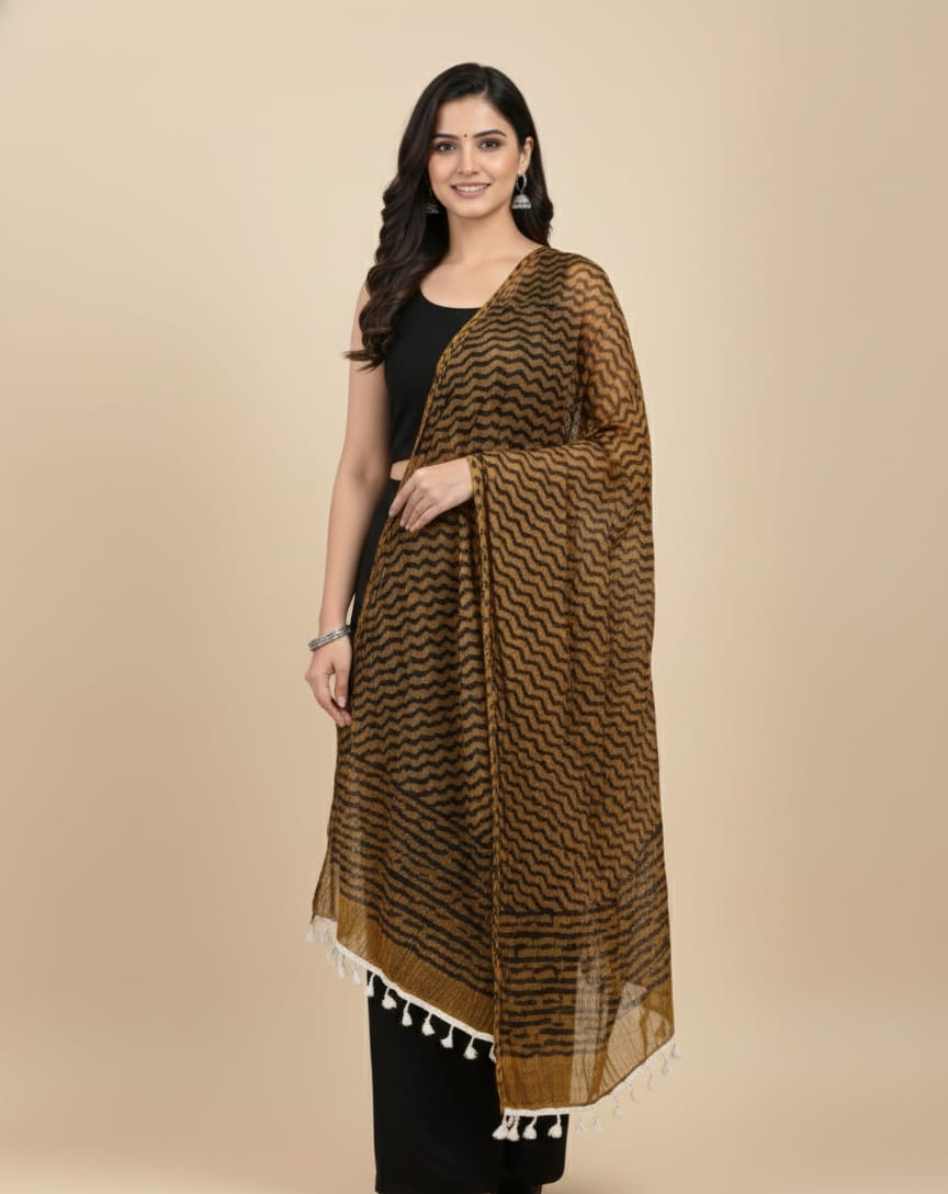 Mustard leheriya dupatta